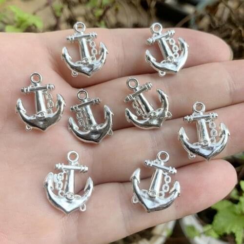 50pcs silver 3D dock pendant holiday gift ornaments Diy jewelry making jewelry materials resin crafts