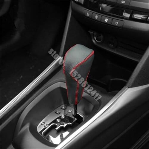 Car styling for Peugeot 2008 2014-2018 Hand-stitched cowhide automatic transmission handbrake gear lever cover gear cover