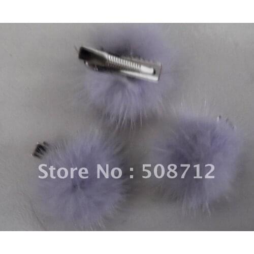 Free shipping!!!! purple color 30mm mink ball jewelry hair alligator clip