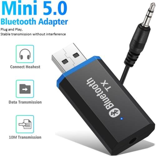 Bluetooth 5.0 Audio Transmitter Receiver USB/3.5mm Interface Wireless Adapter For TV Computer