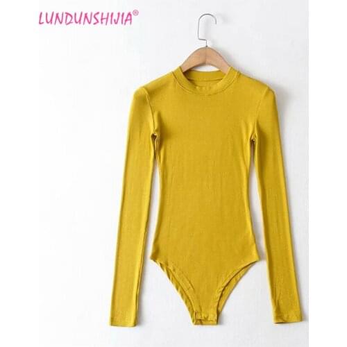 LUNDUNSHIJA O-Neck Long Sleeve Solid Sexy Bodysuit Women 2020 Autumn Winter Body Top Ladies Streetwear Bodysuits 7 Colors
