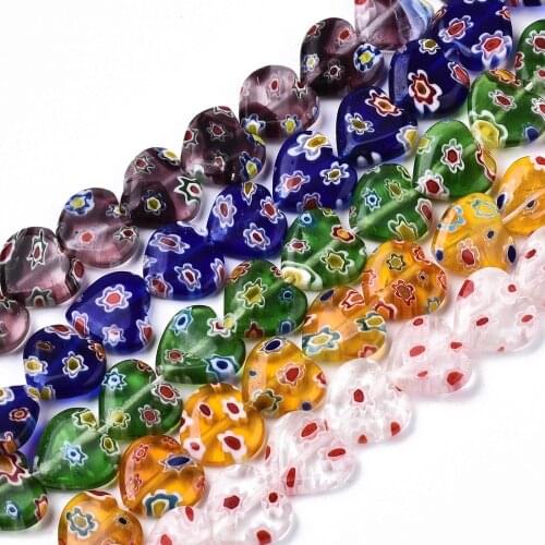 5 Strand Handmade Millefiori Lampwork Heart Beads Strands For DIY Bracelet Necklace jewelry making Decor ,about 32~33pcs/strand