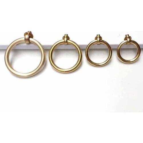 COTOM 5Pcs Modern Simple Solid Brass Cabinet Handles Round Ring Drawer Pull Handle Jewelry Box Dresser Single Hole Handle