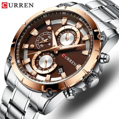CURREN Top Watch Men Luxury Brand Quartz Fashion Mens Watches Steel Waterproof Sports Wrist Watch chronograph Relogio Masculino