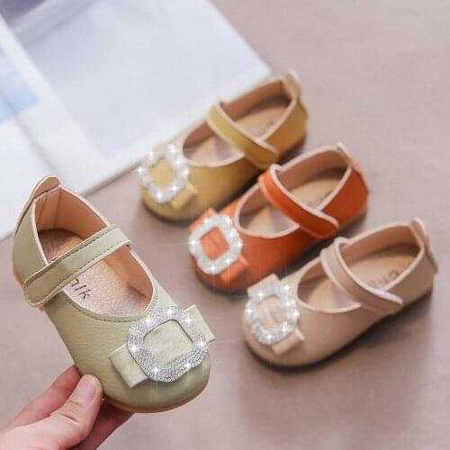 Girls Princes Shoes 2020 Autumn Spring Crystal Baby Dress Shoes Mary Janes Kids Shoes For Toddlers Anti-Slippery Soft Flats 0-5y