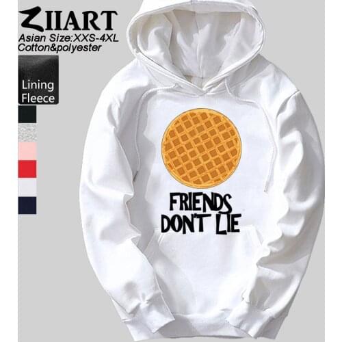 Stranger Things FRIENDS DON'T LIE Upside Down Heart Ribbon Waffle Love Cookie Vin Girls Woman Hoodie Autumn Winter Fleece ZIIART