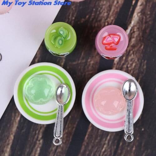 HOT SALE 4Pcs/set 1/12 1/6 Dollhouse Miniature Food Jam Pudding Dolls House Accessories