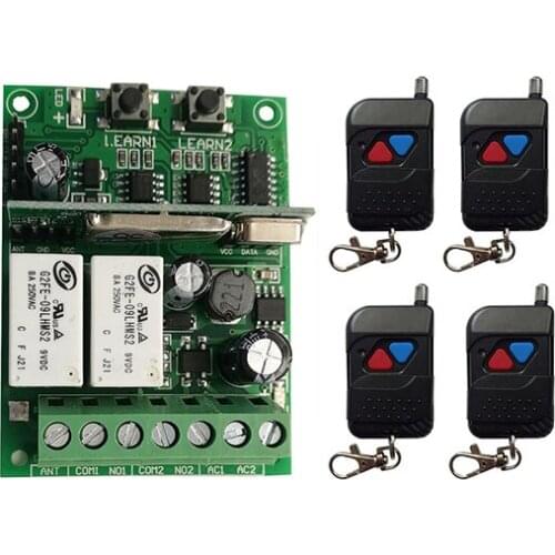 Individual learning code DC9V 12V 24V 10A 2CH RF Wireless Remote Control Relay Switch Security System Garage Doors Electric Door