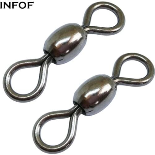 INFOF 200 pieces/lot Fishing Swivels Crane Swivels Saltwater Fishing Tackle Hook Bait Fishing Connector