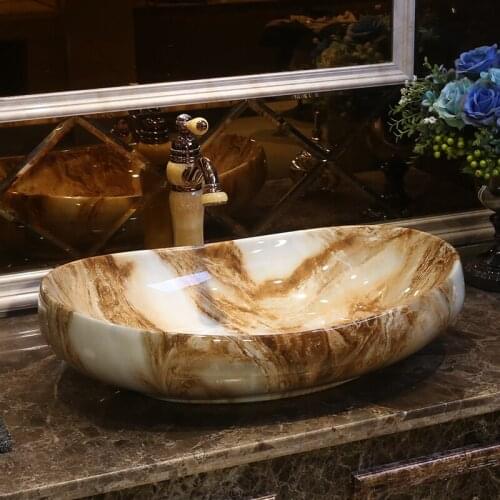 Jingdezhen Bathroom ceramic sink wash basin Porcelain Counter Top Wash Basin Bathroom Sinks sink hair wash oval