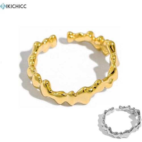 KIKICHICC 925 Sterling Silver Gold Plain Leafs Rings 2020 Resizable Women Fashion Wedding Gift Jewelry Gift Rock Punk