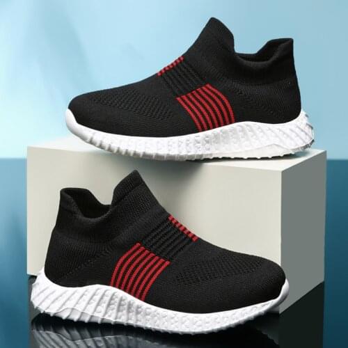 Summer Breathable Sock Kids Casual Shoes Boys Fashion Running Sneakers Children School Slip-On Running Shoes Girl 5-12 Years