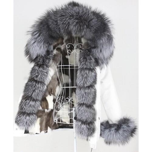 MENINA BONITA 2021 Waterproof Short Parka Real Fox Fur Coat Winter Jacket Women Natural Raccoon Fox Fur Collar Hood Detachable