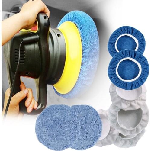 8pcs 9-10 inches Car Waxing and Polishing Set Microfiber Auto Bonnets Polisher Cover Pads Car Polishing Washing Accessories