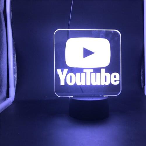 Night Running Light Video WebSite Youtube Logo 3D Lamp Lovely Decorative Present Office Atmosphere Nightlight Color Changing
