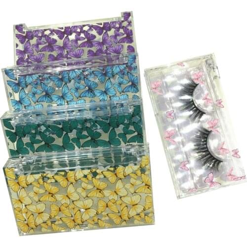 Wholesale Butterfly acrylic box eyelash packaging box lash boxes packaging custom own logo for 10mm-25mm mink eyelashes case