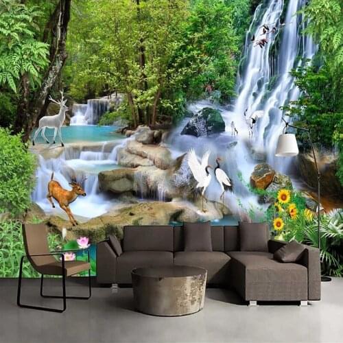 Custom 3D Photo Wallpaper Waterfall Landscape Large Mural Chinese Style Study Living Room Sofa TV Background Home Decor Wall Art