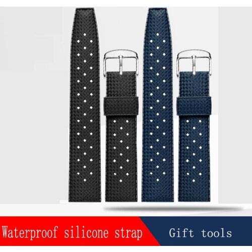 CICIDD Texture Rubber Watchband 20 22mm Black Red Orange Strap With Butterfly Buckle For Seiko Citizen Mido Silicone Bracelet