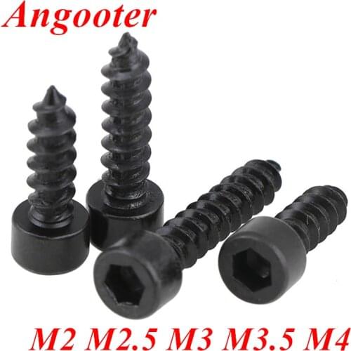20pcs M2 M2.6 M3 M3.5 M4 Hexagon socket cap head self tapping screw Black steel self-tapping Model Woodworking screws