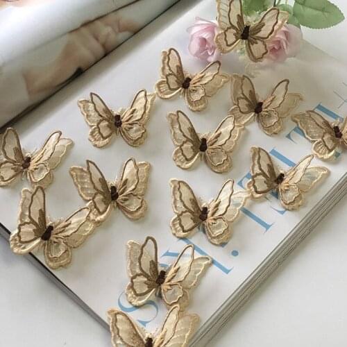 5 Pcs 3D Butterfly Applique Organza Iron On Patches For Clothing Badge Clothes Sticker Dress Applique