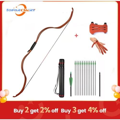 Toparchery 50inch Traditional Bow Take Down Recurve Bow 25lbs Archery Bow For Youth Beginner Teenagers Practice Outdoor Training