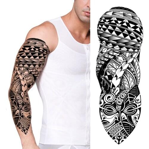 Waterproof Temporary Tattoo Sticker totem black full arm large fake tatto flash tatoo sleeve tattoos for men women