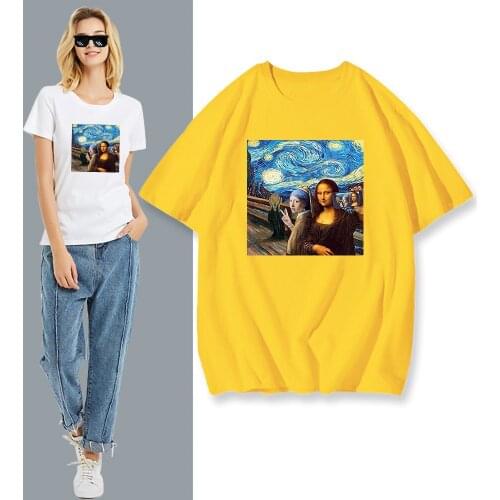World Masterpiece Vincent Mona Lisa Sselfie Print Men T-Shirt Vogue Vintage Tshirt Cool Oversized T-Shirts Street Casual Man Top