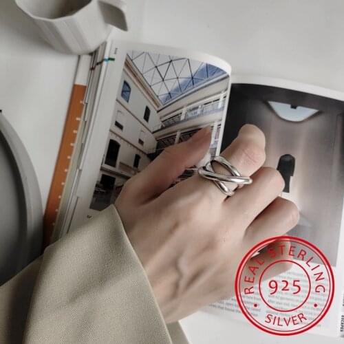 MEEKCAT 925 sterling silver crude line weave irregular creative industry style texture rings for women Friendship jewelry gift