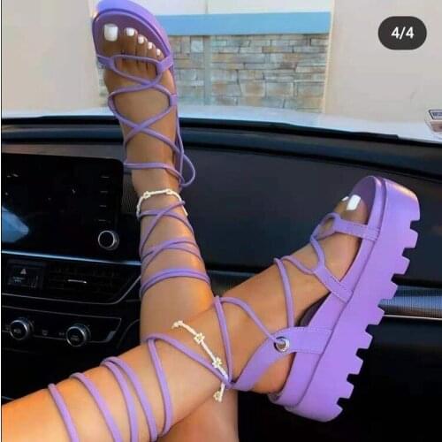 Woman Gladiator Platform Sandal Ladies Ankle Wrap Wedge Female Fashion Lace Up Shoe Women Non Slip Womens Footwear Plus Size 43