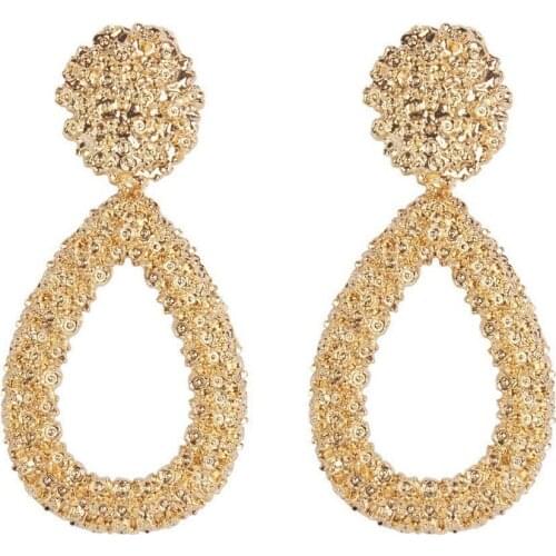 JOUVAL New Elegant Waterdrop Shape Alloy Summer Dangle Earrings For Women Hollow Out Hanging Bohemian Drop Earring Eardrop