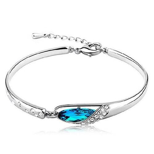Hot Fashion Women Silver Plated Crystal Chain Bangle Cuff Charm Bracelet Jewelry 6Y4G 7G1P BD4W