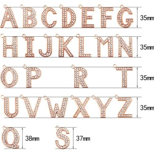 1pcs Gold rose gold black alloy rhinestone hang Letters charms pendant approximately 35x35mm fit Pet Dog Collar Tag necklace key