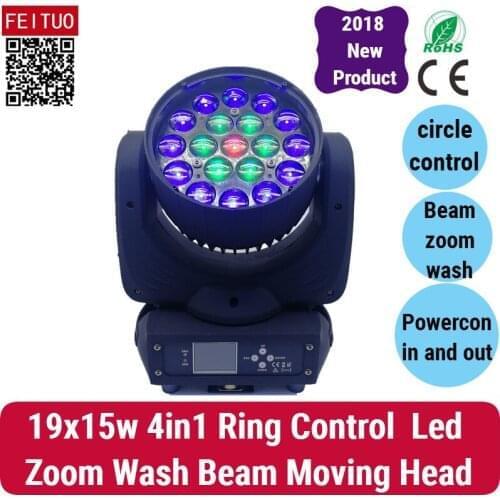 12/lot circle movinghead lyre 19x15w RGBW 4in1 lyre led Moving Head wash Fixture with Variable Zoom