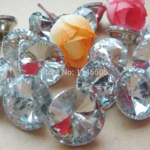 18mm 60pcs Gem Flower Faceted transparent Crystal rhinestone button trim Sewing Diamond Buttons Scrapbooking Accessories craft