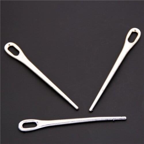 20pcs Silver Color Sewing Needle Pendant Fit Making DIY Bracelet Necklace A1568