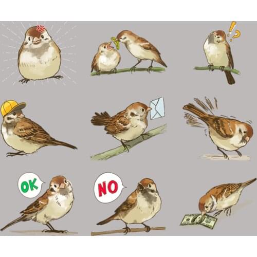 40 little bird stickers anime funny scrapbook stickers for kids, DIY laptop suitcase skateboard motorcycle bike toy