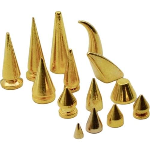 5mm-29mm Gold Metal Bullet Spikes Punk Garment Rivet Studs With Screws For Bag Hat Jeans Chocker Leather Craft Diy Accessories