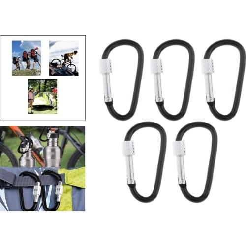 5x Aluminum Alloy D-Ring Carabiner Key Chain Clip Hook Screw Lock Carabiners for Camping Hiking Outdoor Bottle Holder