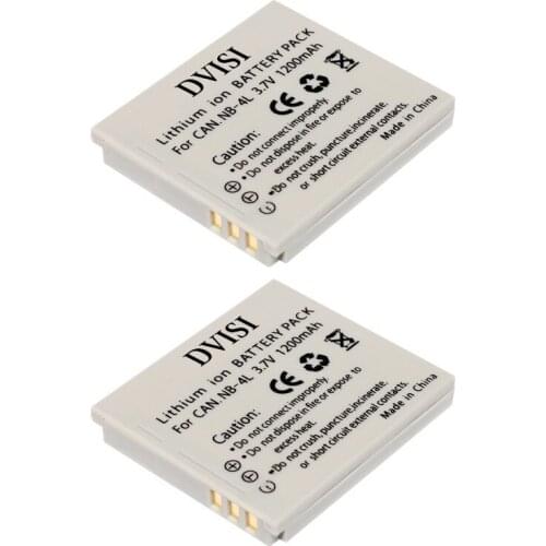 2Pcs 3.7V 1.2Ah NB-4L NB 4L Rechargeable Battery for Canon Digital IXUS 100 110 30 IS IXY ISi7 ELPH 100 HS ELPH 300 HS ELPH 310