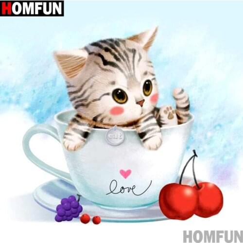 Homfun Full Square/Round Drill 5D DIY Diamond Painting "Cartoon cat" 3D Embroidery Cross Stitch Home Decor Gift A11152