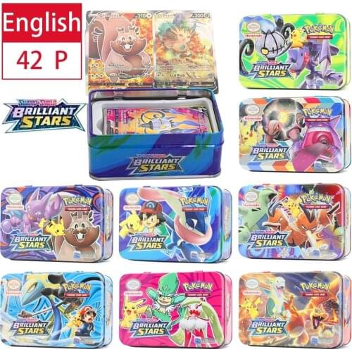 Anime 42pcs/set Pokemon SUN&Moon Cards Iron Metal Box TAKARA TOMY Toys Battle Kids Christmas Gifts for Children