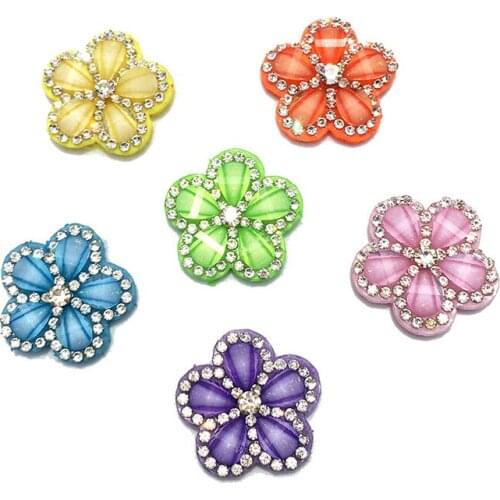 12 Pcs 2.4cm Soft Rhinestones and Pearl Crystals Petal Shape Applique for DIY Clothes Shoe Hat Patches Hair Clips Bowknot Decor