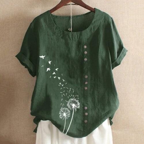 Brand Blouses Woman Summer O-Neck Big Size Tunic Tops 2020 Casual Short Sleeve Print Oversize Blouse Blusa Feminina