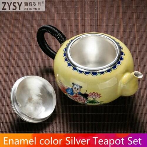 Pure silver exquisi teteapot kettles tea cup chinese kung fu tea set drinkware