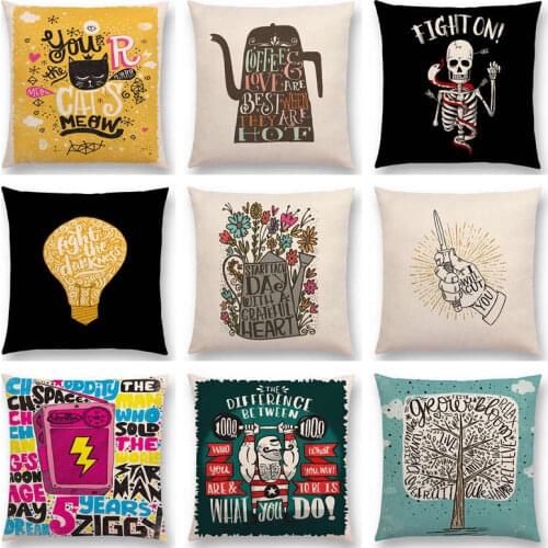 Hot Sale Colorful Pattern Decorative Letters Meaningful Words Interesting Phrases Coffe Good Idea Tree Cushion Sofa Throw Pillow