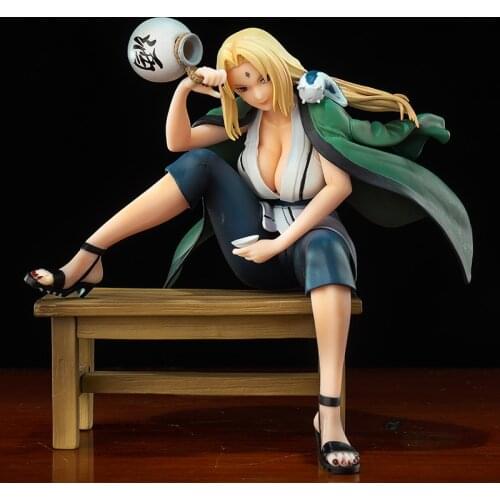 Action Model Dolls Fourth Hokage Tsunade Drinking Anime Natuto Tsunade Sitting Posture Statue Display Toys For Children Gift Toy