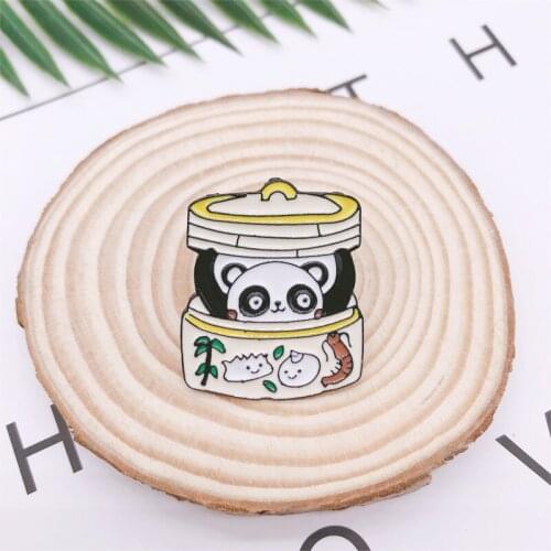 Cartoon Animal Panda Bamboo Worm Smiley Enamel Brooch Alloy Badge Denim Clothes Bag Pin Cute Sweet Jewelry Gift For Kid