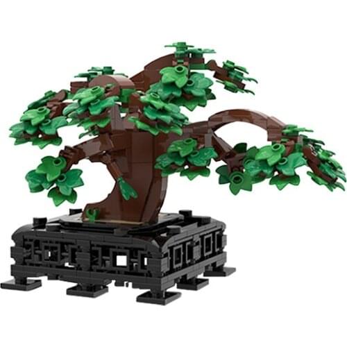 MOC Potted Plants Tree Vase Green Bush Grass Building Blocks Bricks High-Tech Model DIY Toys For Kids Birthday Gifts 401PCS