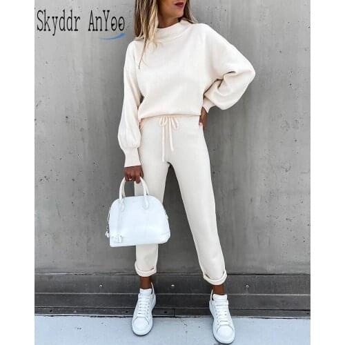 Fashion Tracksuit 2 Piece Set Autumn Winter Pullover Hoodie + Long Pants Sports Suit Female Sweatshirt Sportswear Suit For Woman
