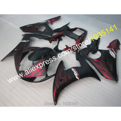 Red Flames Cowling Parts For Yamaha YZF R6 05 YZF-R6 2005 YZF600 R6 Motorcycle ABS Plastic Fairing (Injection molding)